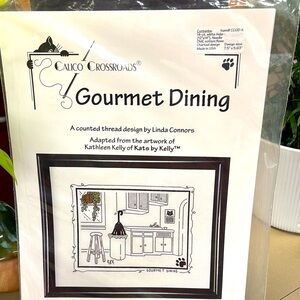 Calico Crossroads-Gourmet Dining Cross Stitch Kit - Black and White. Unopened.